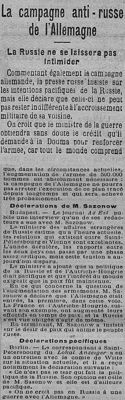 « La campagne anti-russe de l'Allemagne ». Le Progrès. Samedi 14 mars 1914. PER 24.
